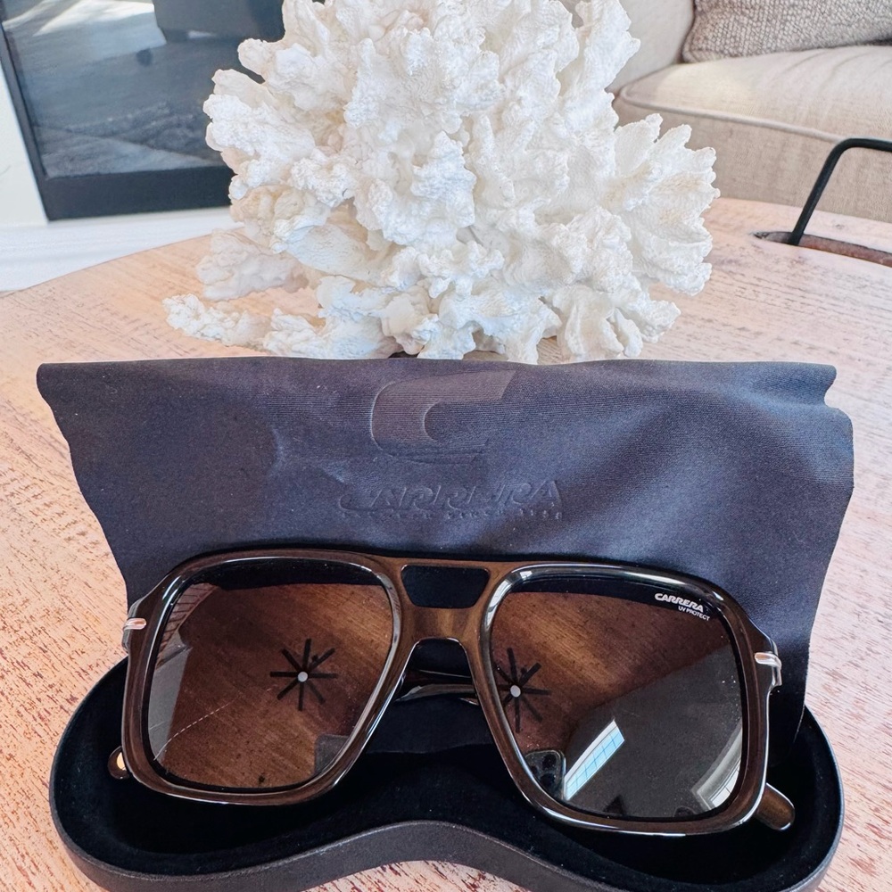 Carrera Brown Tortoise Oversized Square Sunglasses
